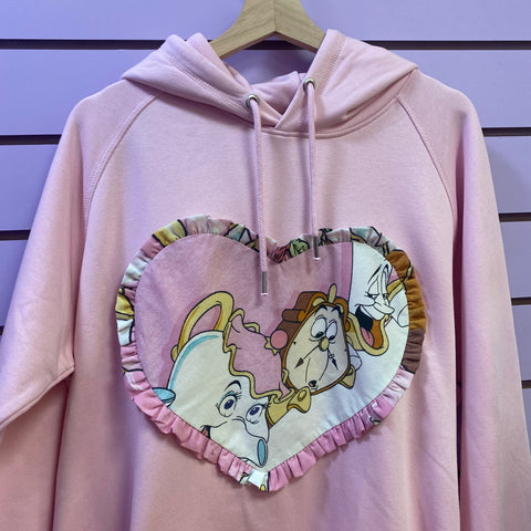 XL Pink (sz 18) Reworked Heart Duvet Hoodie In This Fabric