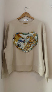 Size XL - Light Sand // Reworked Heart Duvet Jumper In This Fabric