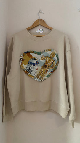 Size XL - Light Sand // Reworked Heart Duvet Jumper In This Fabric