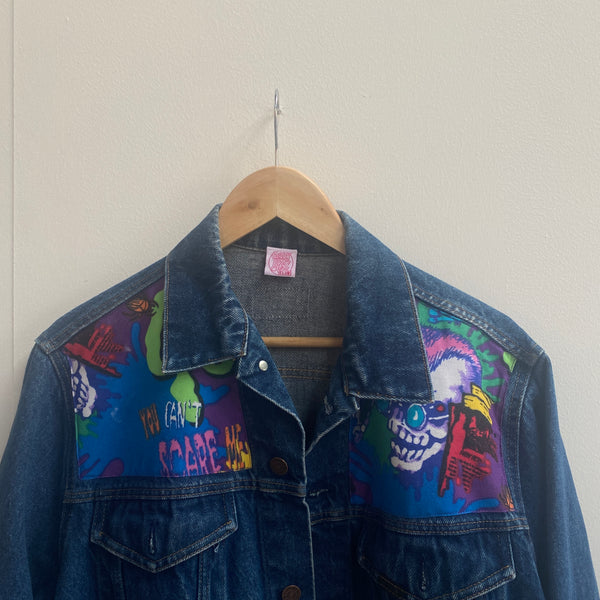 Spooky Denim Jacket made with Reworked Duvet Cover.