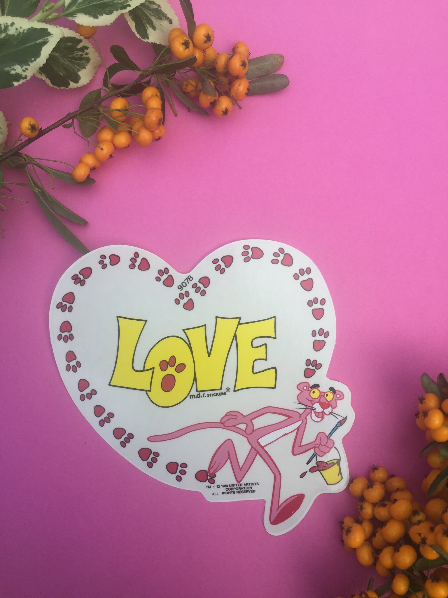 Love Pink Panther Vinyl Sticker Medium